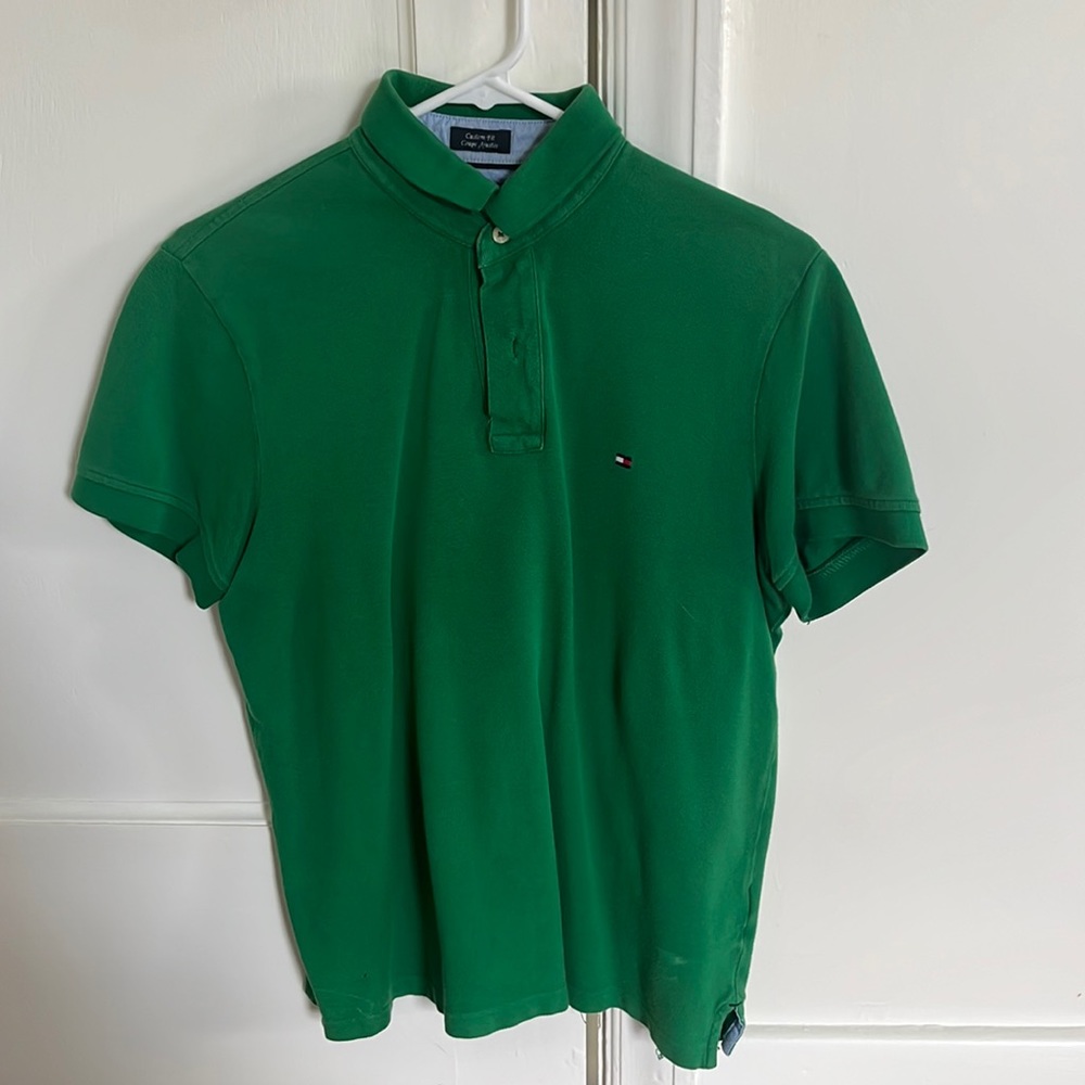 Green. Tommy Hilfiger polo.